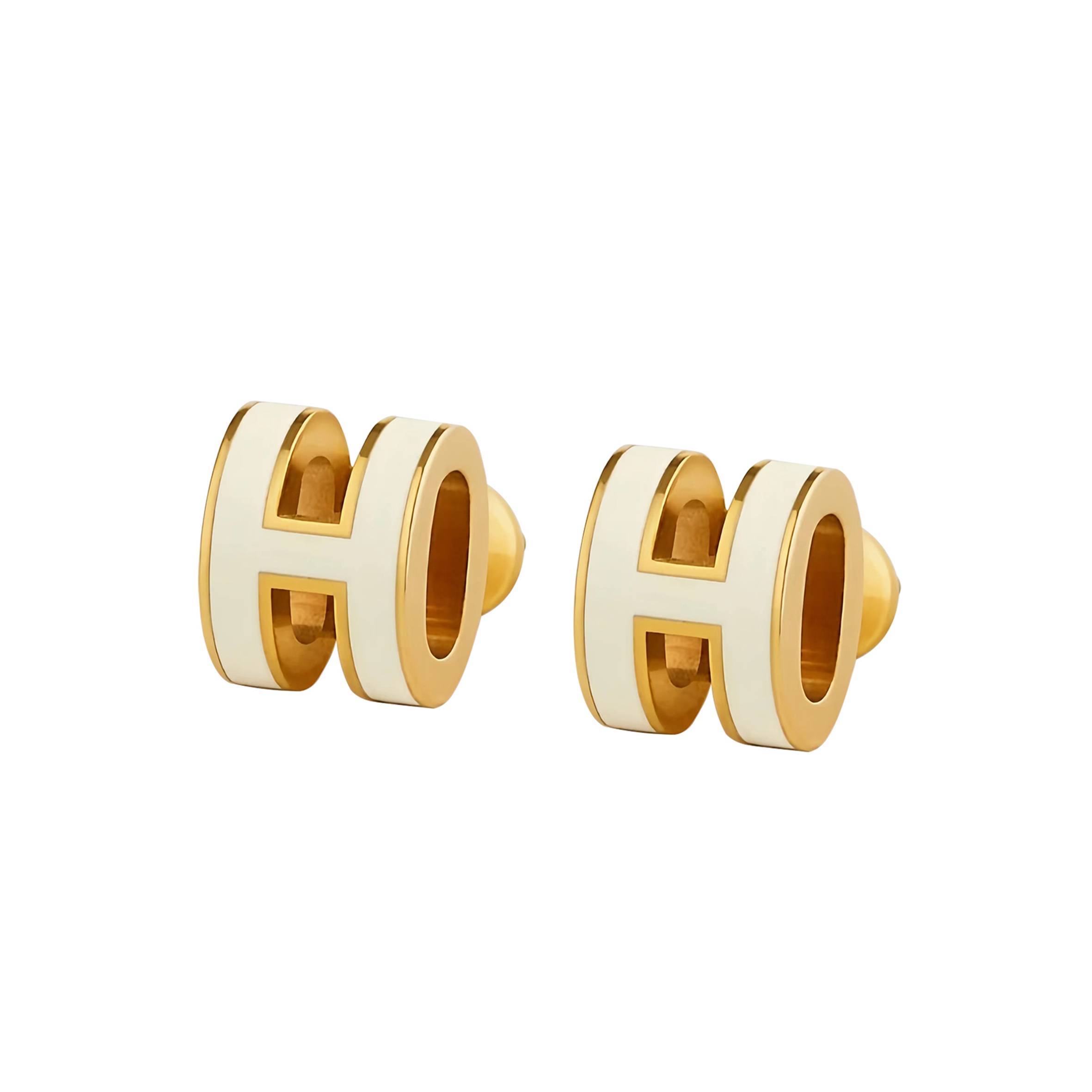 HERMES MINI POP H EARRINGS H608002F 49 (0.9*0.7cm)